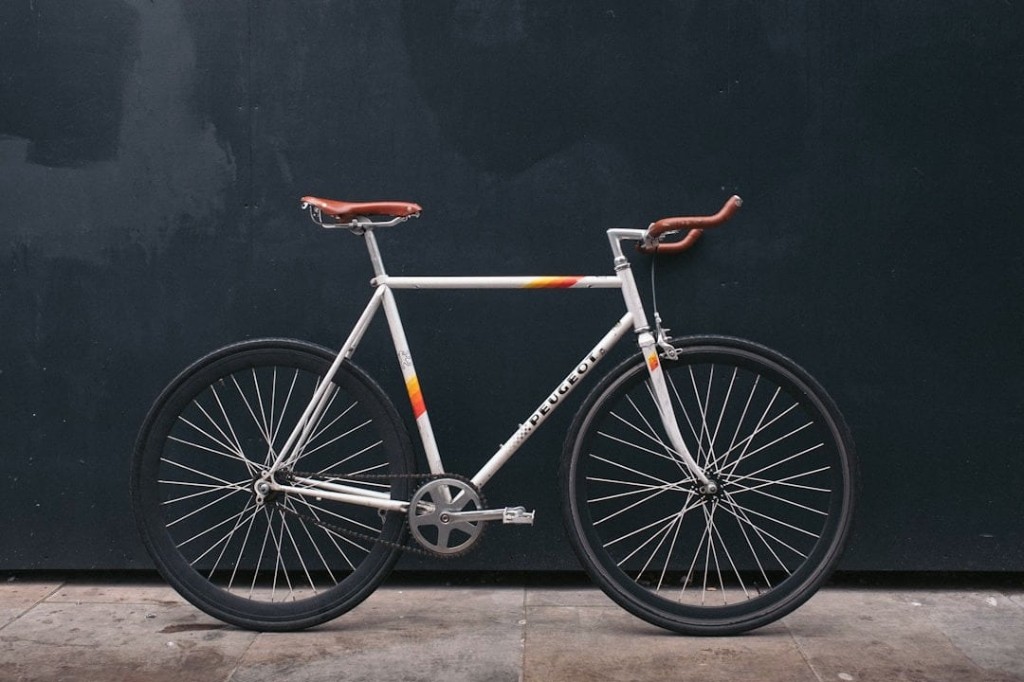 Original white Peugeot bicycle with conventional handlebars